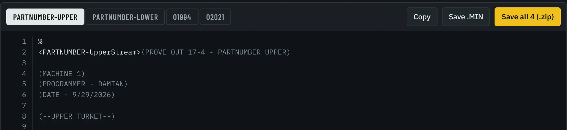 RAZ-Generator: generated program set ready to save